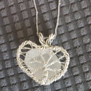 Hand made heart pendent with crystal